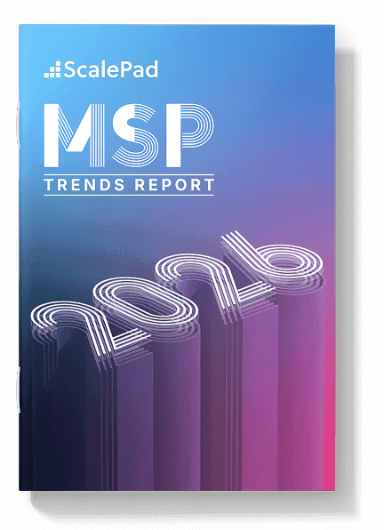 Front cover of the ScalePad MSP Trends Report booklet