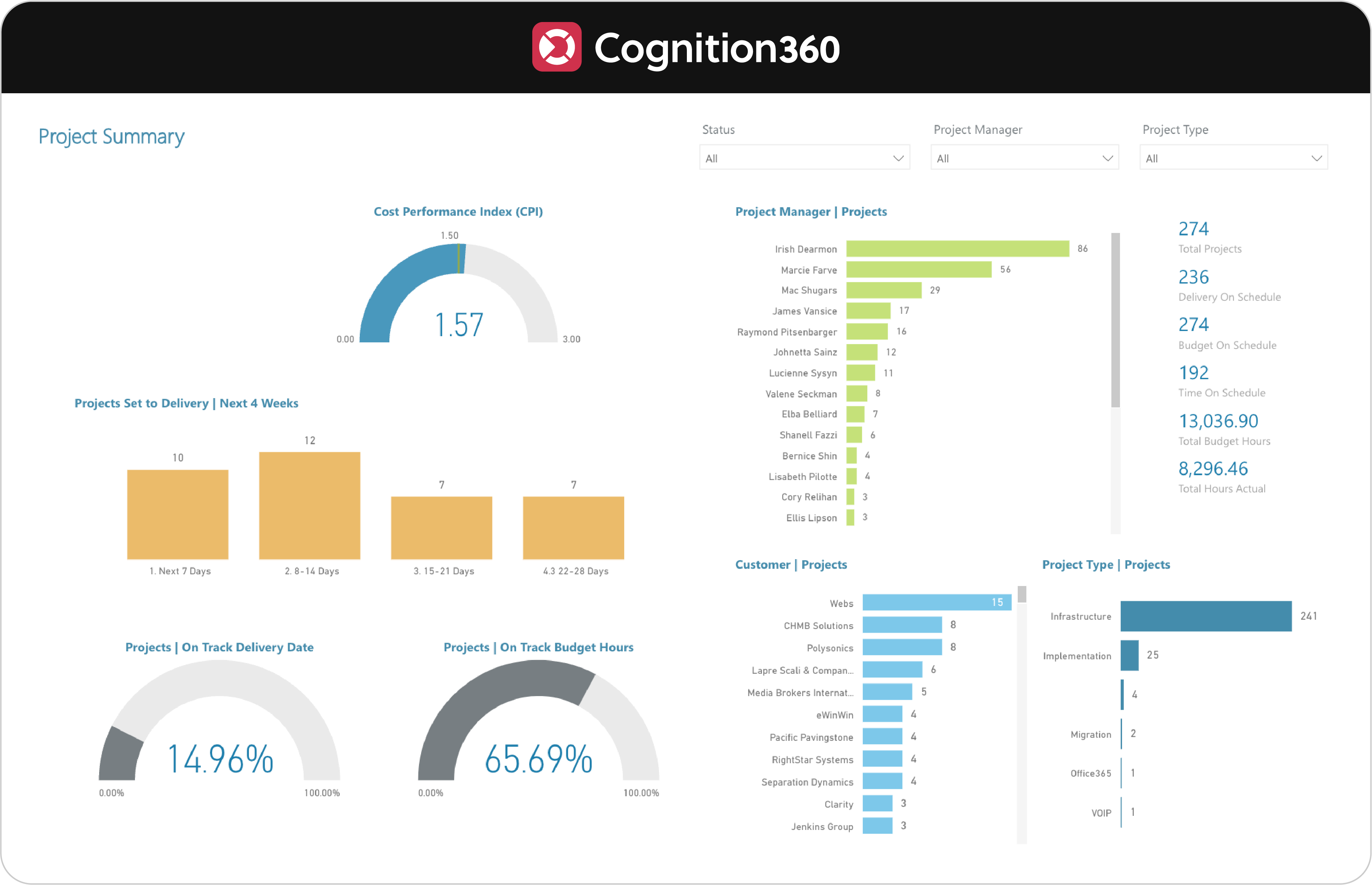 Cognition360 Project Summary Dashboard