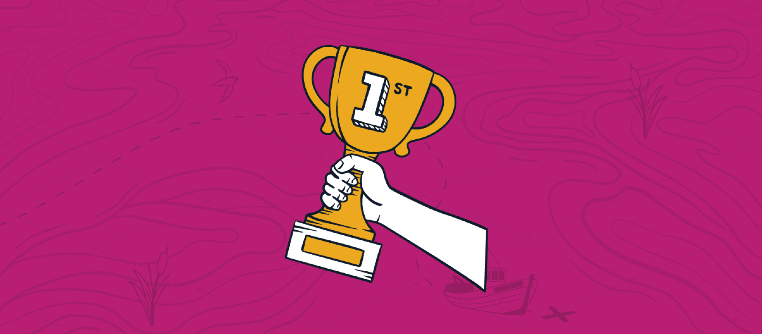 A hand holding a golden first-place trophy representing an MSP's winning line of questions to customers.