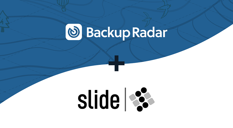 ScalePad Backup Radar logo stacked on top of the Slide logo with a plus sign delineating them.