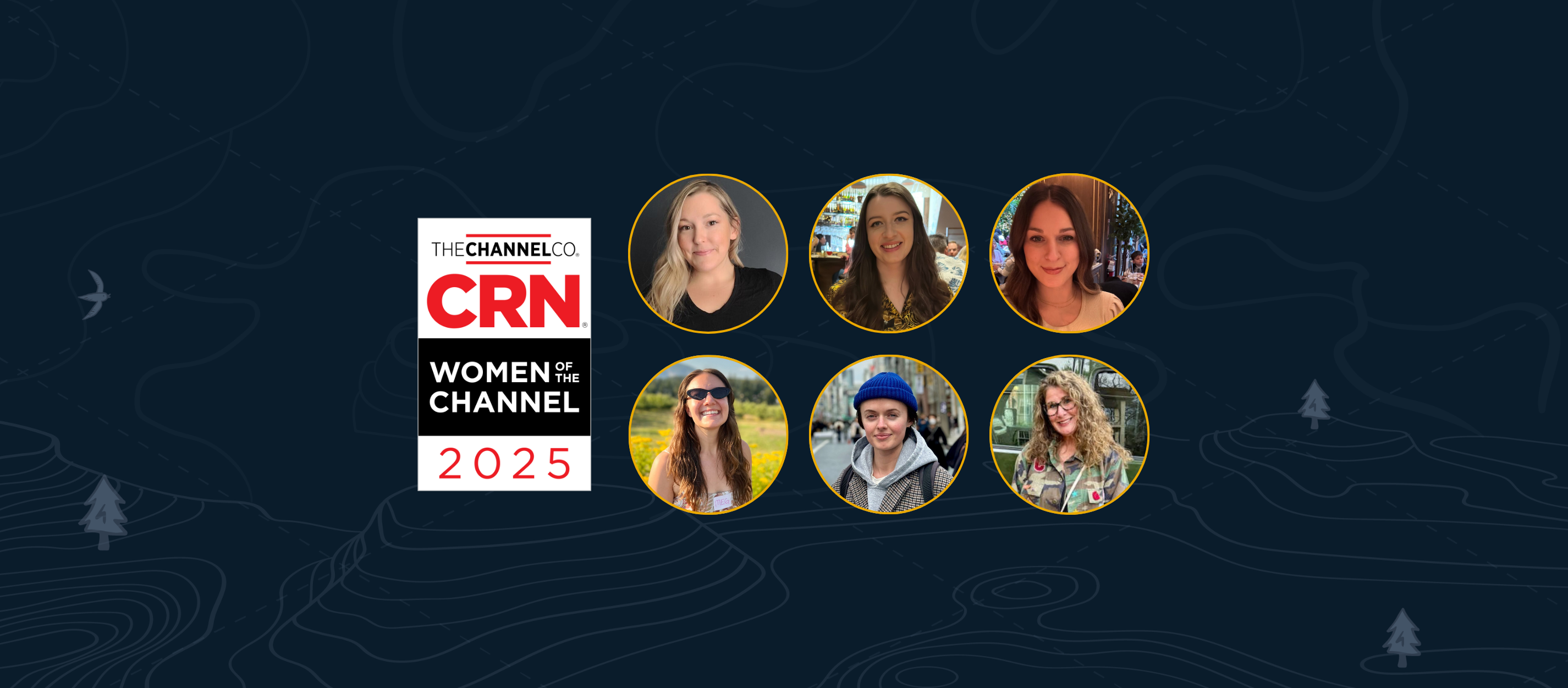 Headshots of all six of ScalePad's CRN Women of the Channel next to the CRN award logo.