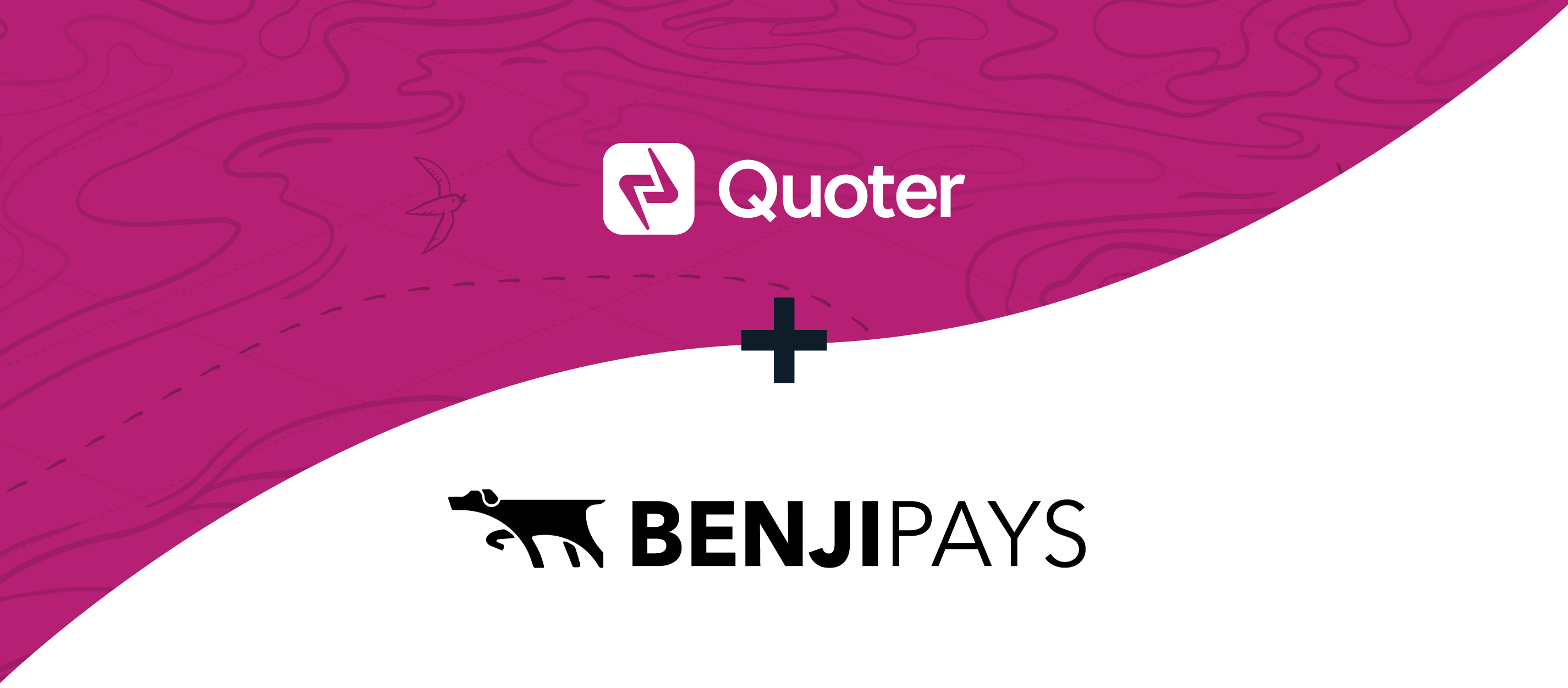 Quoter and Benji Pays logos together, signifying an integration between the two products.