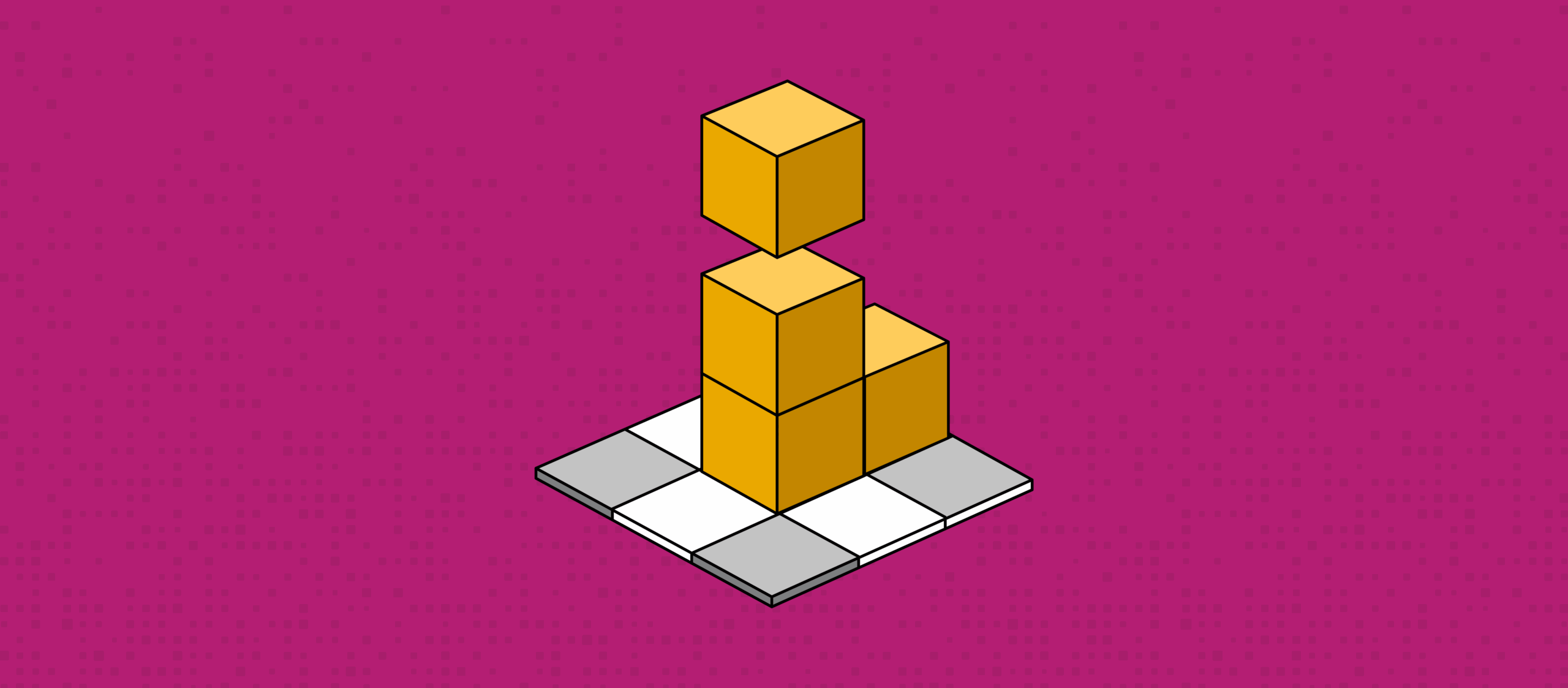 Yellow blocks stacking on a fuchsia backgrounding as a metaphor for adding Quoter Contract Blocks to a template or quote.