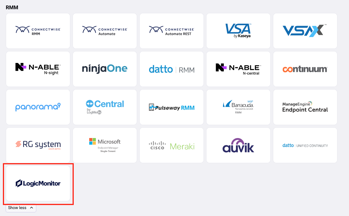 LogicMoniter on Lifecycle Manager Integrations page