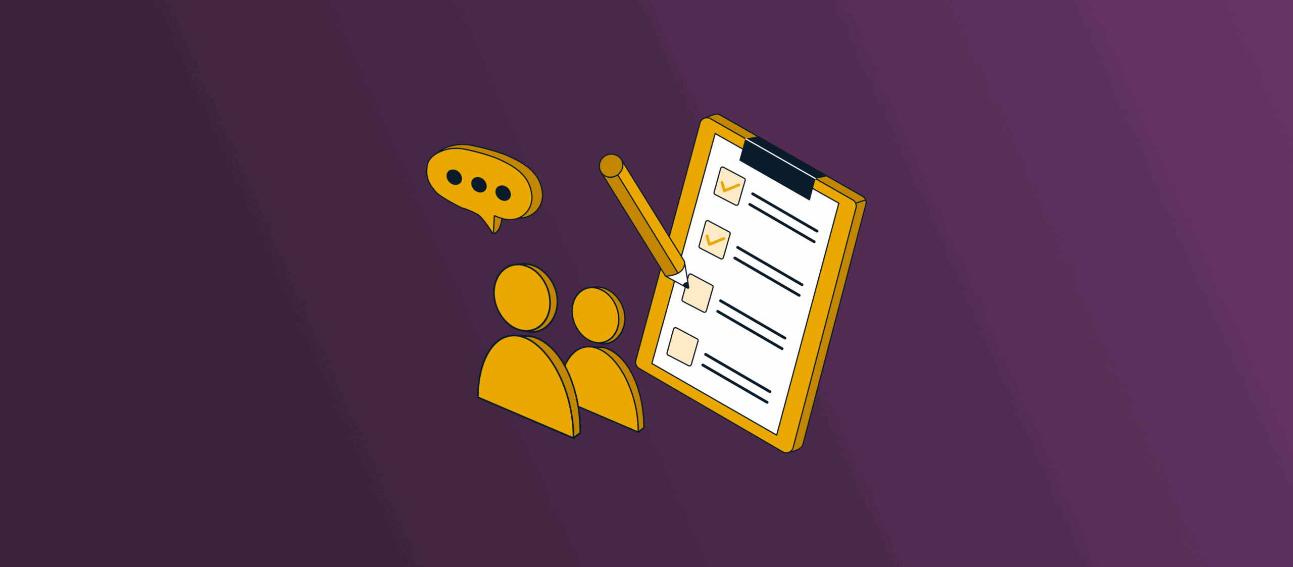 Illustration of two character icons beside a checklist